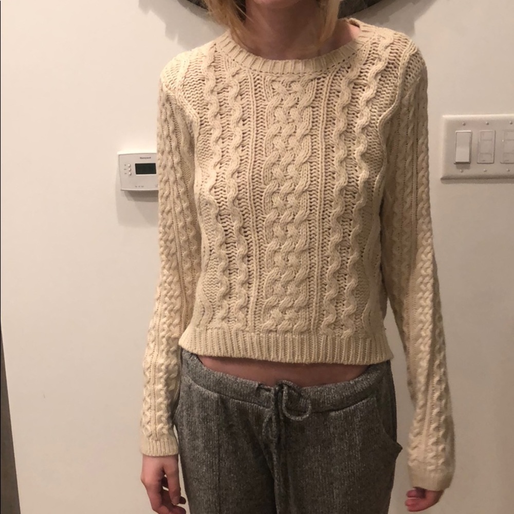 Beige cable knit sweater